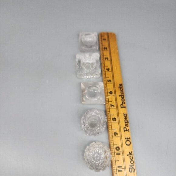 Vintage Assorted 5 Pcs Heavy Clear Glass Salt Cellars - Picture 13 of 13